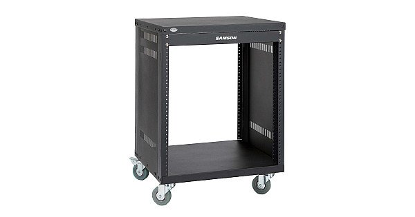 Samson SRK-12 Universal 12-Space Equipment Rack Stand – Heavy-Duty Steel With Casters, 300 Lb Capacity